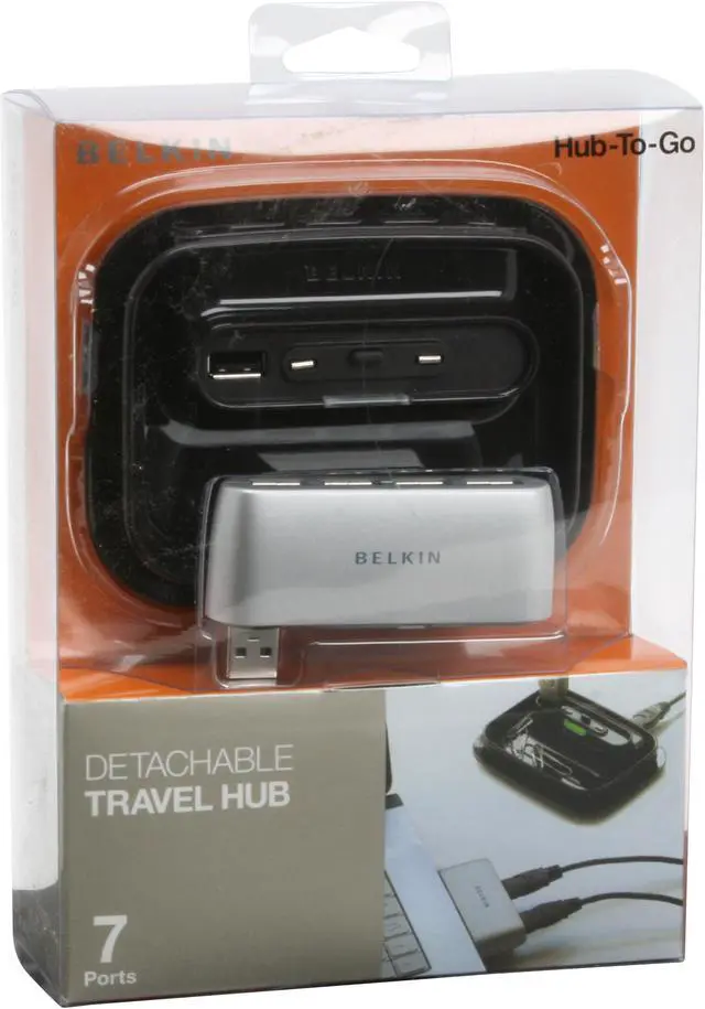 Alt view image 10 of 10 - BELKIN F5U706 7 Port USB 2.0 Hub-To-Go