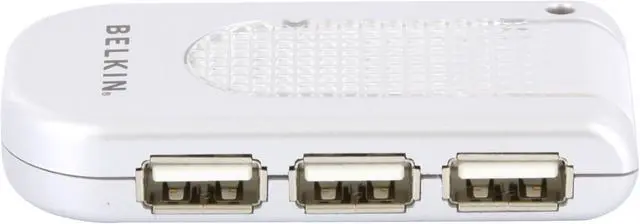 Alt view image 2 of 11 - BELKIN F5U403P Silver Hi-Speed USB 2.0 4-Port Lighted Hub with Power Adapter