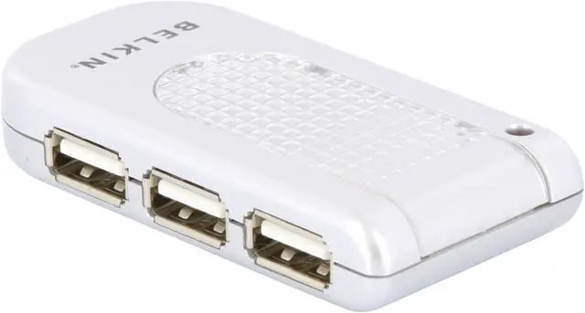Alt view image 3 of 11 - BELKIN F5U403P Silver Hi-Speed USB 2.0 4-Port Lighted Hub with Power Adapter