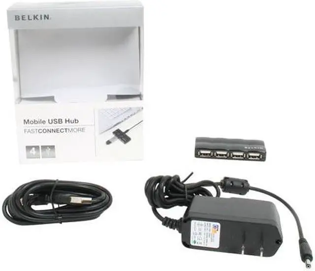 Alt view image 4 of 4 - BELKIN F5U404PBLK USB 2.0 4-Port Mobile Hub