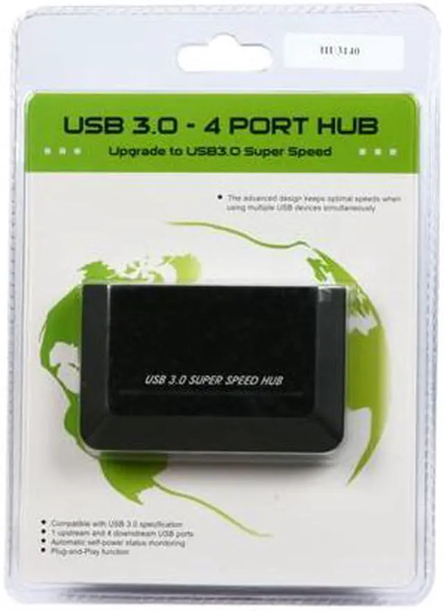 Alt view image 6 of 6 - GWC HU3140 USB 3.0 SuperSpeed 4-Port Hub with 4 Amp External Power Supply