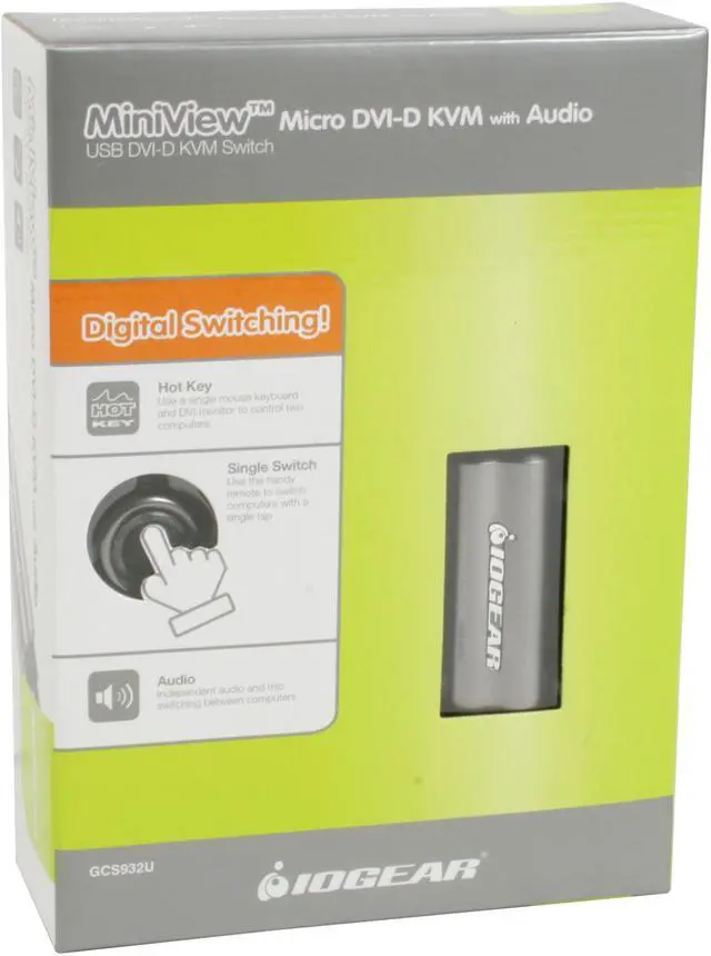 Alt view image 3 of 3 - IOGEAR GCS932U MiniView Micro DVI-D KVM with Audio and Cables