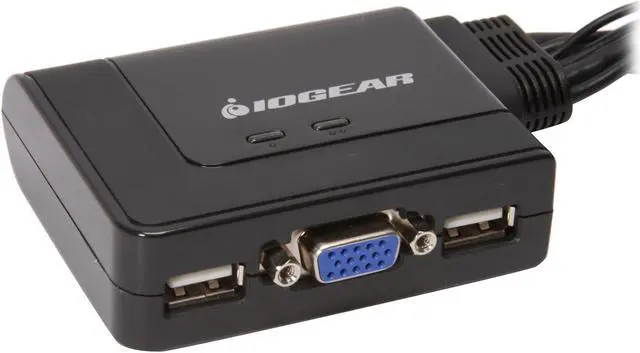 Alt view image 2 of 8 - IOGEAR KVM 2-Port USB VGA Cabled Switch - 2048 x 1536 - Remote Button Switch - Plug n Play - PC, MAC, SUN - GCS22U