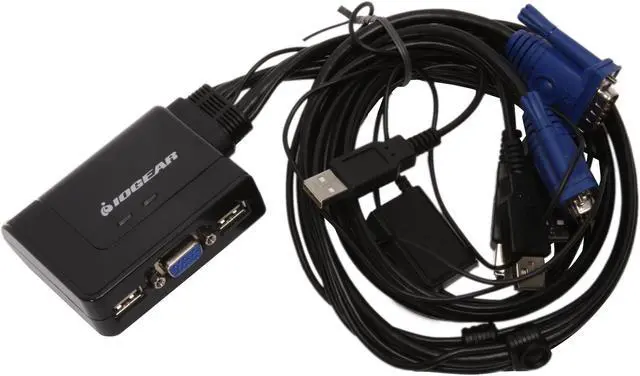 Alt view image 5 of 8 - IOGEAR KVM 2-Port USB VGA Cabled Switch - 2048 x 1536 - Remote Button Switch - Plug n Play - PC, MAC, SUN - GCS22U