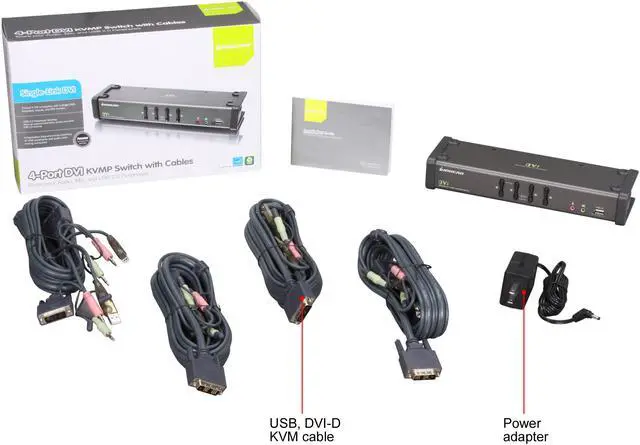 Alt view image 5 of 4 - IOGEAR GCS1104 4-Port USB DVI KVMP Switch with Audio and Cables