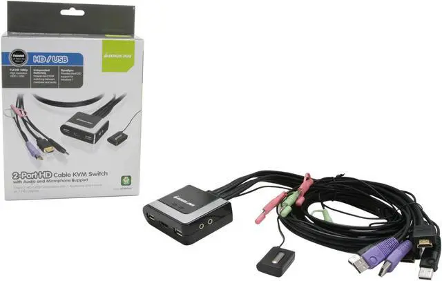 Alt view image 4 of 4 - IOGEAR GCS62HU 2-Port HD Cable KVM Switch with Audio