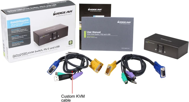 Alt view image 7 of 7 - IOGEAR GCS1722 2 Port VGA KVM Switch w/ PS2 & USB