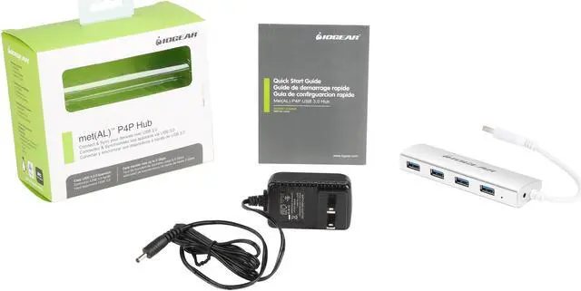 Alt view image 7 of 6 - IOGEAR GUH304P Aluminum USB 3.0 4-Port Hub w/PS