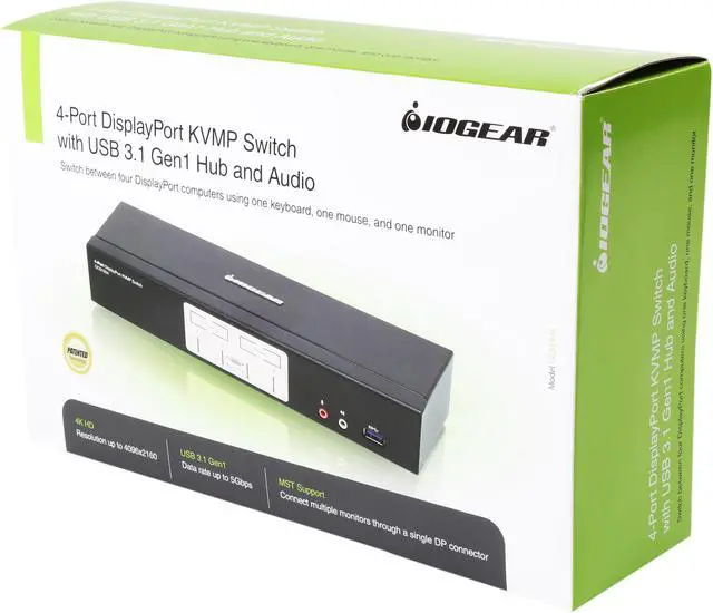 Alt view image 6 of 6 - IOGEAR GCS1934 4-Port DisplayPort 1.2 KVMP Switch with USB 3.1 Gen1 Hub and Audio (TAA Compliant)