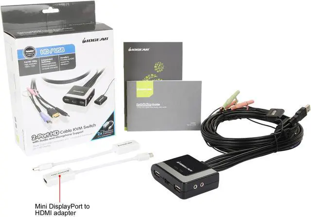 Alt view image 9 of 9 - IOGEAR GCS62HMDPKIT 2-Port HDMI and Mini DisplayPort Cable KVM Kit with Audio
