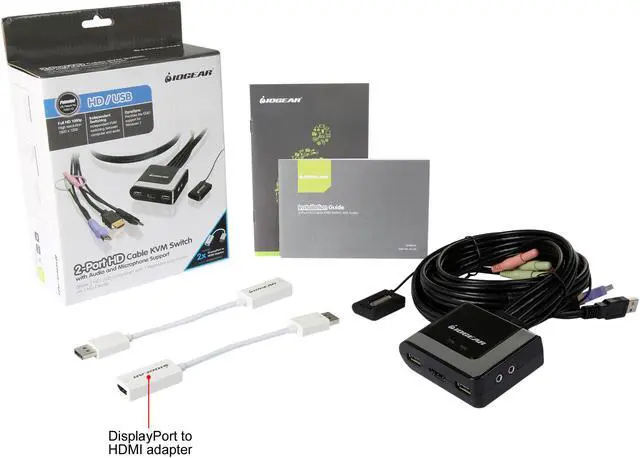 Alt view image 5 of 5 - IOGEAR GCS62HDPKIT 2-Port HDMI and DisplayPort Cable KVM Kit with Audio