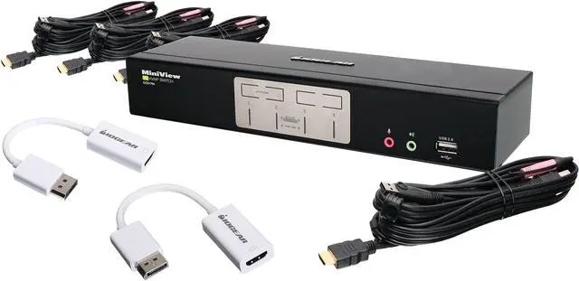 Main image of IOGEAR GCS1794DPKIT 4-Port HDMI and DisplayPort KVMP Kit with USB Hub and Audio