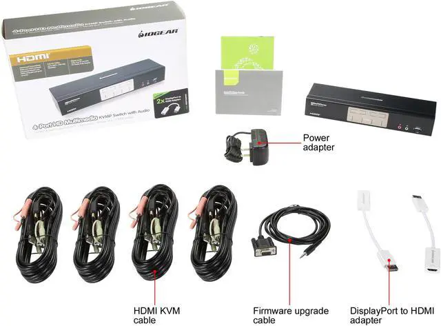 Alt view image 8 of 8 - IOGEAR GCS1794DPKIT 4-Port HDMI and DisplayPort KVMP Kit with USB Hub and Audio