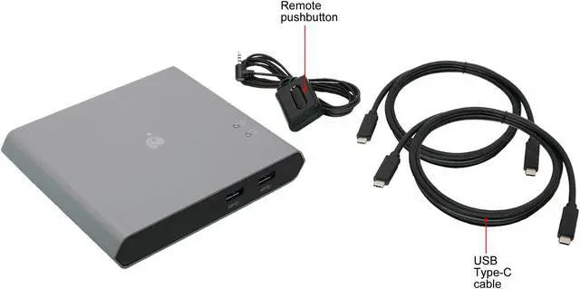 Alt view image 7 of 7 - KVM 2-Port USB-C - IOGEAR 2 USB-C/Thunderbolt 3 Devices - 2 USB 3.1, Up To 5Gbps - 4k 30Hz - Power Delivery 75W - Plug n Play - TAA - Mac/Win - GUD3C04