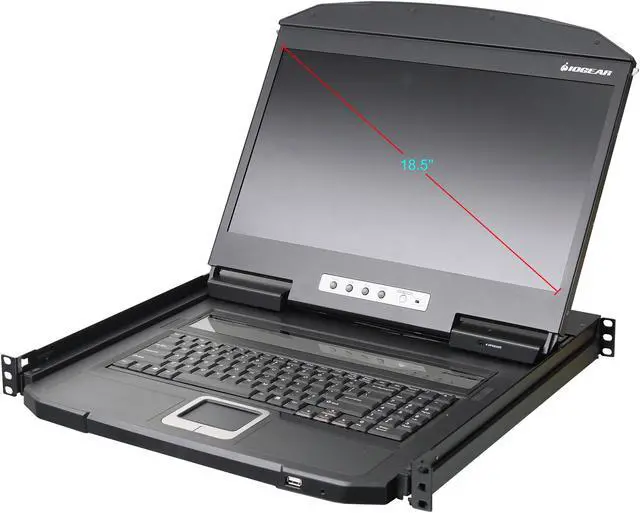 Alt view image 3 of 5 - IOGEAR GCL1900W 18.5" Widescreen Short Depth LCD Console with Audio (TAA Compliant)