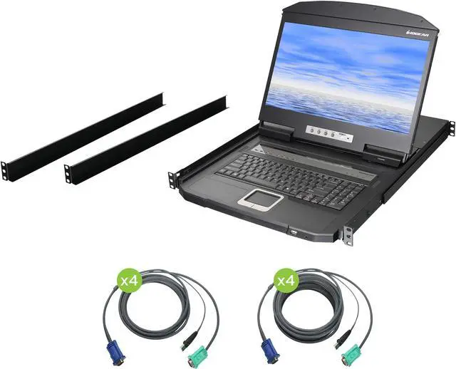 Main image of IOGEAR 18.5" Widescreen Short Depth 8-Port LCD KVM Switch with 8x USB KVM cables