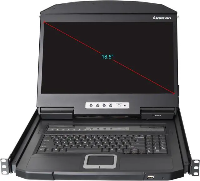 Alt view image 3 of 4 - IOGEAR 18.5" Widescreen Short Depth 8-Port LCD KVM Switch with 8x USB KVM cables