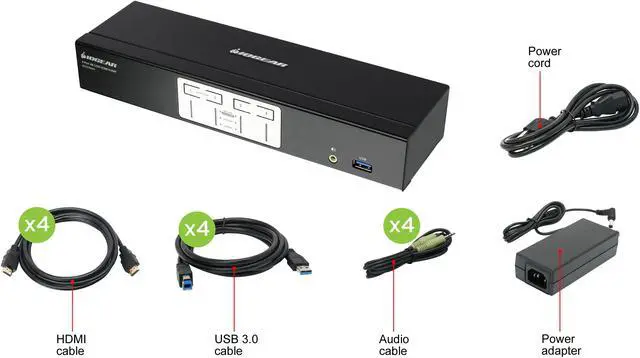 Alt view image 2 of 5 - IOGEAR GCS1934H 4-Port 4K KVMP Switch with HDMI Connection, USB 3.0 Hub, and Audio (TAA)