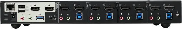 Alt view image 4 of 7 - IOGEAR 4-Port 4K Dual View KVMP Switch with HDMI Connection, USB 3.0 Hub, and Audio (TAA)