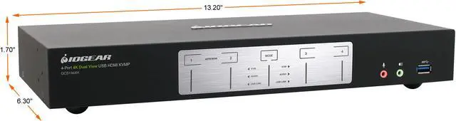 Alt view image 2 of 7 - IOGEAR 4-Port 4K Dual View KVMP Switch with HDMI Connection, USB 3.0 Hub, and Audio (TAA)