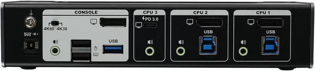 Alt view image 3 of 4 - 3-Port 4K USB-C and DisplayPort KVMP Switch with Power Delivery