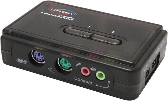 Alt view image 2 of 7 - LINKSKEY LKV-S02ASK 2-port Slim Palmtop PS/2 KVM switch with Audio & Mic