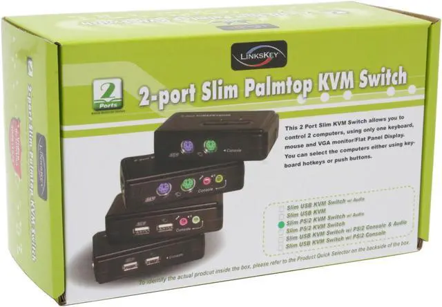 Alt view image 7 of 7 - LINKSKEY LKV-S02ASK 2-port Slim Palmtop PS/2 KVM switch with Audio & Mic