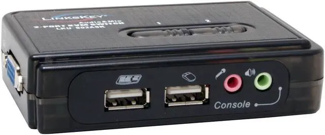 Main image of LINKSKEY LKU-S02ASK Slim Palmtop USB Audio & Mic KVM Switch w/ Cables