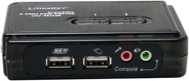 Alt view image 2 of 8 - LINKSKEY LKU-S02ASK Slim Palmtop USB Audio & Mic KVM Switch w/ Cables