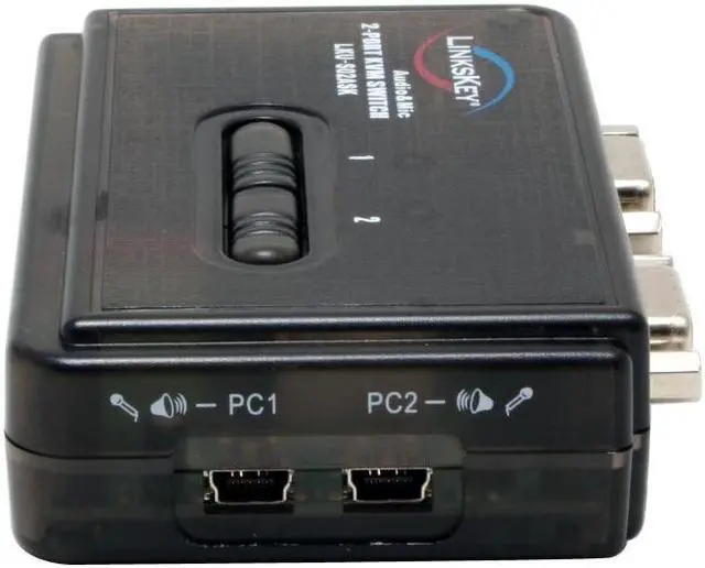 Alt view image 5 of 8 - LINKSKEY LKU-S02ASK Slim Palmtop USB Audio & Mic KVM Switch w/ Cables