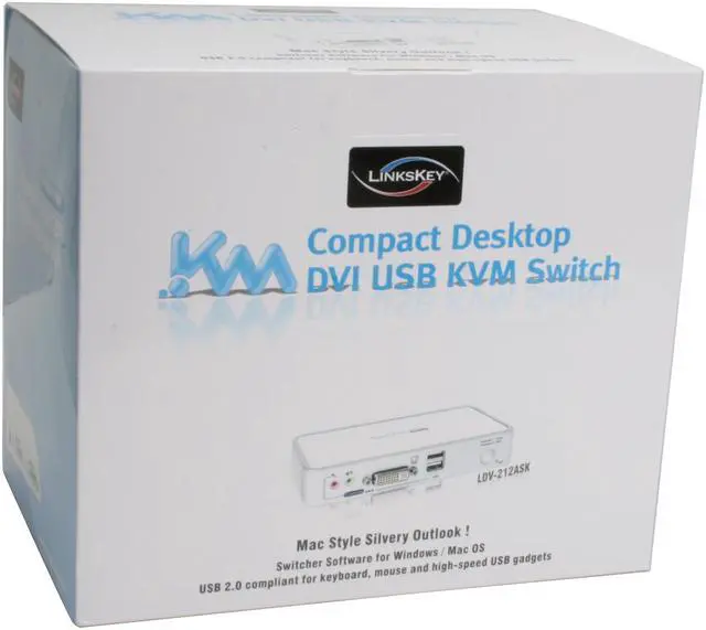 Alt view image 8 of 8 - LINKSKEY LDV-212ASK 2-Port DVI + USB Audio & Mic KVM Switch w/ Cables