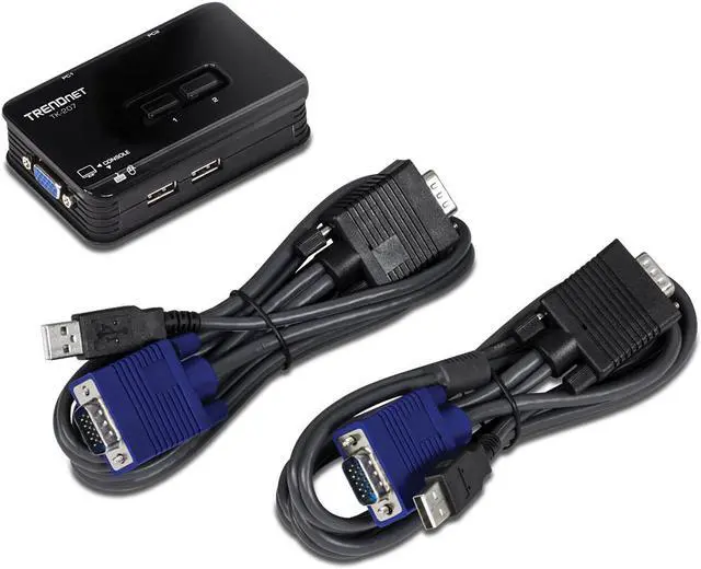 Alt view image 6 of 6 - TRENDnet 2-Port USB KVM Switch And Cable Kit, 2048 x 1536 Resolution, Device Monitoring, Auto-Scan, Audible Feedback, USB 1.1, Compliant With Windows And Linux, Hot-Pluggable, White, TK-207K