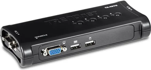 Alt view image 9 of 11 - TRENDnet 4-Port USB KVM Switch Kit, VGA And USB Connections, 2048 x 1536 Resolution, Cabling Included, Control Up To 4 Computers, Compliant With Window, Linux, and Mac OS, White, TK-407K