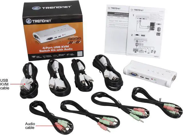 Alt view image 7 of 7 - TRENDnet 4-Port USB KVM Switch and Cable Kit With Audio, Manage 4 Computers, USB Switch, Windows, Linux, Auto-Scan, Plug And Play, Hot Pluggable, 2048 x 1536 VGA Resolution, White, TK-409K