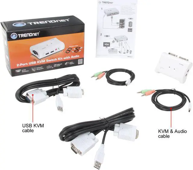 Alt view image 8 of 8 - TRENDnet 2-Port USB KVM Switch and Cable Kit with Audio, Manage Two PCs, USB 1.1, Hot-Plug, Auto-Scan, Hot-Keys, Windows & Linux Compliant, TK-209K