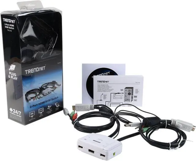 Alt view image 6 of 6 - TRENDnet 2-Port HDMI KVM Switch, Control 2 Computers With One Set Of Console Controls, Full HD 1080P, HDMI And 3.5 mm Analog Audio, Monitor Switch, Windows And Mac KVM Switch Software, White, TK-215I