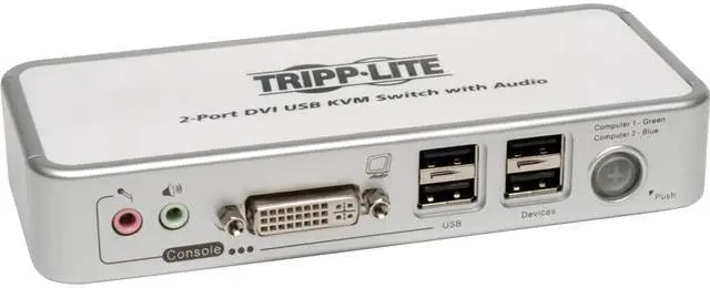 Main image of Tripp Lite 2-Port Compact DVI/USB KVM Switch with Audio and Cables (B004-DUA2-K-R)