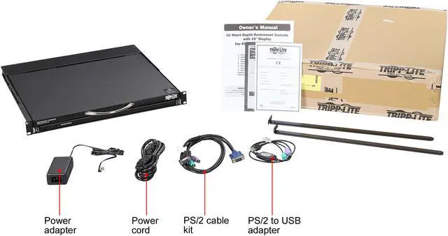 Alt view image 9 of 8 - Tripp Lite 1U Rack-Mount Console with 19-in. LCD, PS/2 or USB, Short-Depth (B021-000-19-SH)