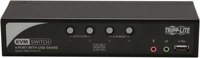 Alt view image 2 of 4 - TRIPP LITE B006-VUA4-K-R 4-Port KVM Switch with Audio, OSD and Peripheral Sharing