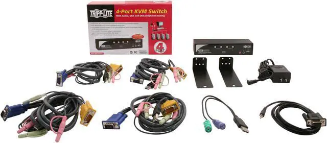 Alt view image 4 of 4 - TRIPP LITE B006-VUA4-K-R 4-Port KVM Switch with Audio, OSD and Peripheral Sharing