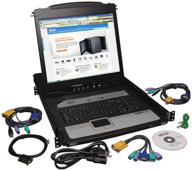 Alt view image 6 of 6 - TRIPP LITE B020-U08-19-IP 8-Port Rack Console KVM Switch w/ 19" LCD Built-in IP