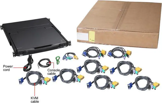 Alt view image 9 of 8 - Tripp Lite 8-Port 1U Rack-Mount Console KVM Switch with 19-in. LCD + 8 PS2/USB Combo Cables (B020-U08-19-K)