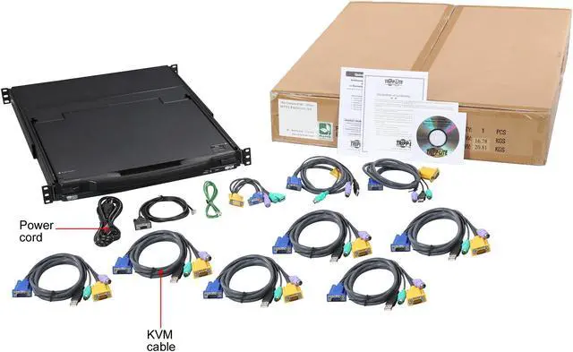 Alt view image 9 of 8 - Tripp Lite 16-Port 1U Rack-Mount Console KVM Switch with 19-in. LCD + 8 PS2/USB Combo Cables (B020-U16-19-K)