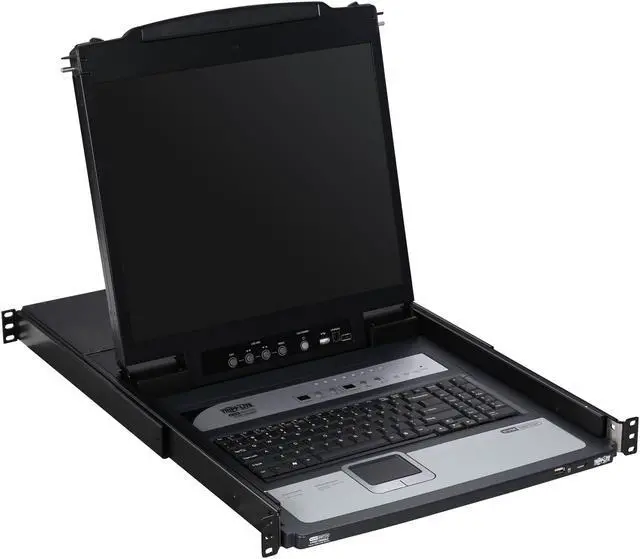 Alt view image 3 of 8 - Tripp Lite 8-Port 1U Rack-Mount Console KVM Switch with 19-in. LCD + 8 PS2/USB Combo Cables; TAA Compliant (B020-U08-19KTAA)