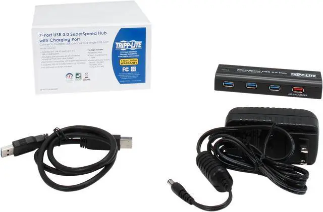 Alt view image 5 of 5 - Tripp Lite 7-Port USB 3.0 SuperSpeed Hub with Dedicated 2A USB Charging Port (U360-007)
