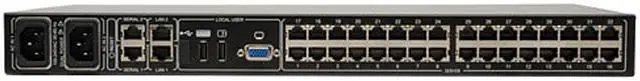 Main image of Tripp Lite 32-Port Cat5 1U Rack-Mount KVM Switch with IP Remote Access with 16 USB Dongles, 2+1 User, VGA, USB (B072-032-IP2-K)