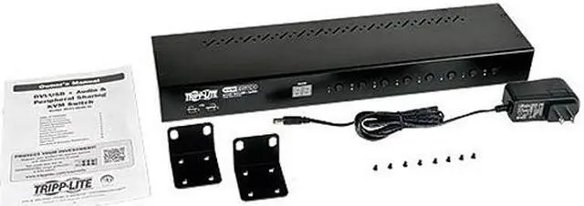 Alt view image 7 of 7 - Tripp Lite 8-Port 1U Rackmount DVI / USB KVM Switch with Audio and 2-Port USB Hub