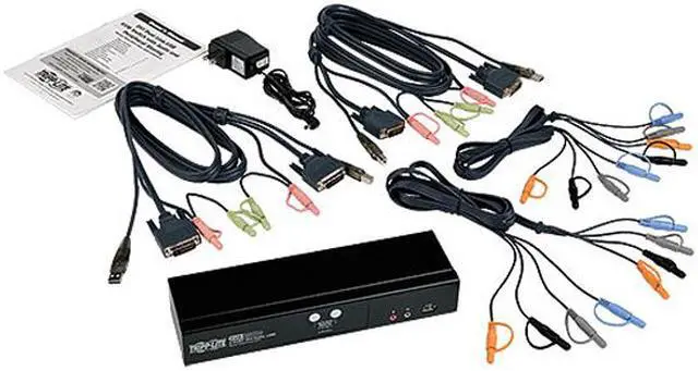 Alt view image 6 of 6 - Tripp Lite 2-Port DVI Dual-Link / USB KVM Switch w/ Audio and Cables