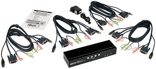 Alt view image 7 of 7 - Tripp Lite 4-Port DVI Dual-Link / USB KVM Switch w/ Audio and Cables