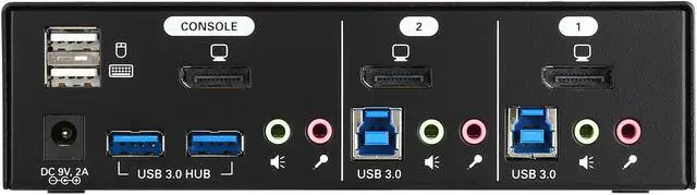 Alt view image 4 of 6 - Tripp Lite 2-Port DisplayPort KVM Switch with Audio, Cables & USB 3.0 Hub (B004-DPUA2-K)
